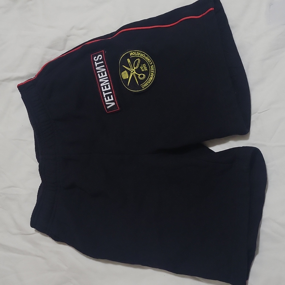Vetements Black Shorts with Red and Yellow Accents